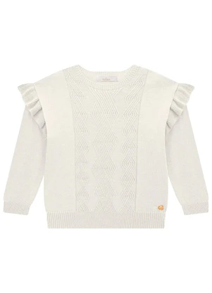 Milon - Conjunto Infantil Menina Tricot Off White - MILON