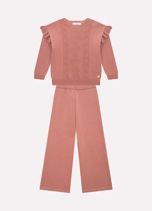 Milon - Conjunto Infantil Menina Tricot Rosa - MILON