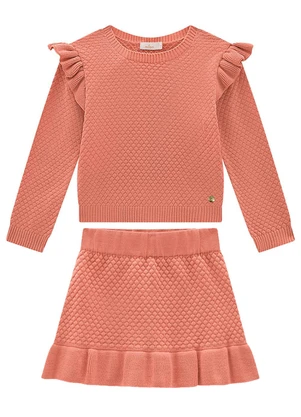Milon - Conjunto Infantil Menina Tricot Rosa - MILON