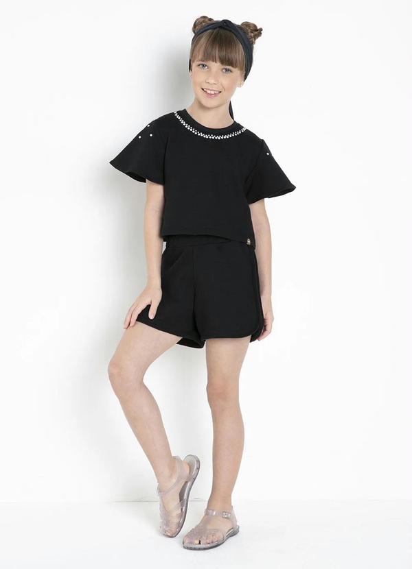Outlet - Conjunto Infantil Preto com Pérola 7