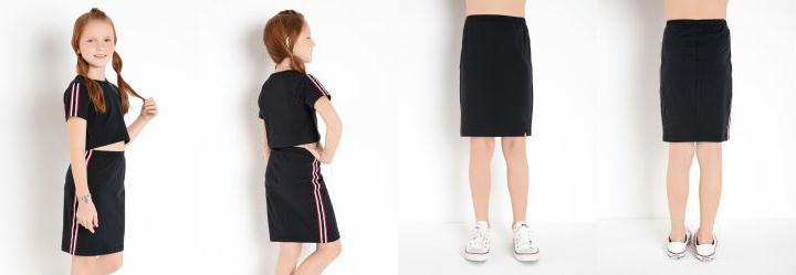 Conjunto Infantil Preto Cropped e Saia