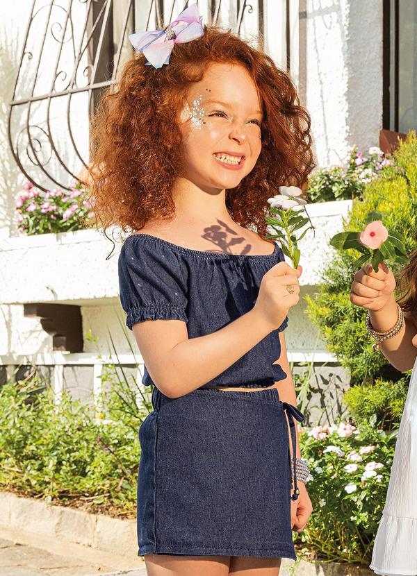 Conjunto Jeans Blusa e Shorts Azul Cativa