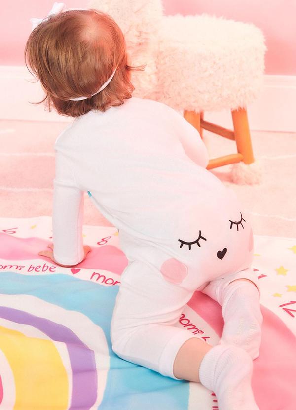 Momi - Conjunto Macacão e Manta Estampado Branco 2