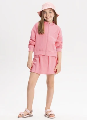 Alakazoo - Conjunto Moletom com Shorts Saia e Jaqueta Rosa - ALAKAZOO