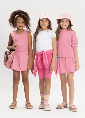 Alakazoo - Conjunto Moletom com Shorts Saia e Jaqueta Rosa - ALAKAZOO