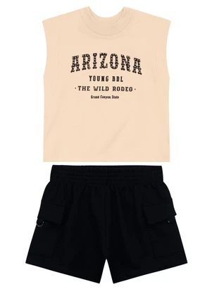 Brandili - Conjunto Teen Menina com Tachas Bege - BRANDILI