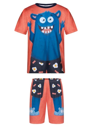 Alakazoo - Pijama Estampado com Camiseta e Shorts Azul - ALAKAZOO