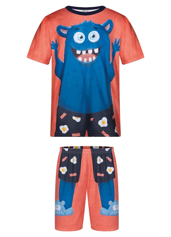 Alakazoo - Pijama Estampado com Camiseta e Shorts Azul 2