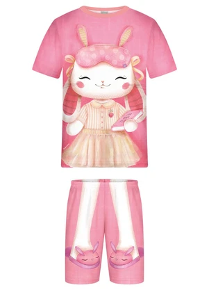 Alakazoo - Pijama Estampado com Camiseta e Shorts Rosa - ALAKAZOO