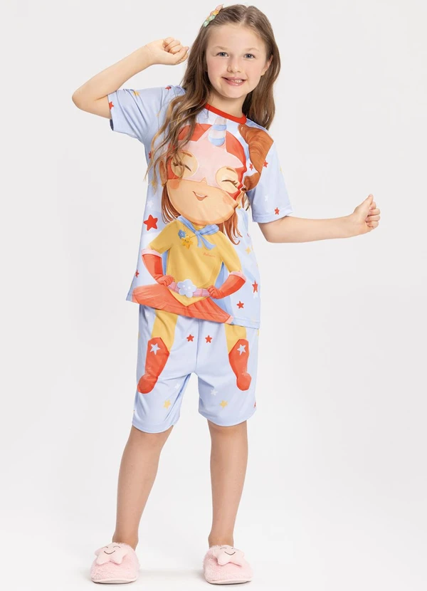 Alakazoo - Pijama Estampado com Camiseta e Shorts Vermelho