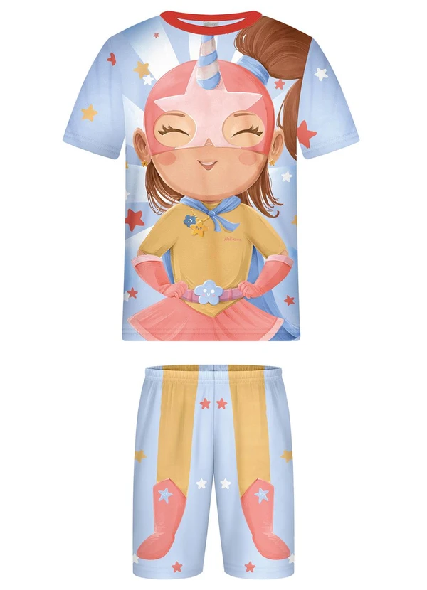 Alakazoo - Pijama Estampado com Camiseta e Shorts Vermelho 3