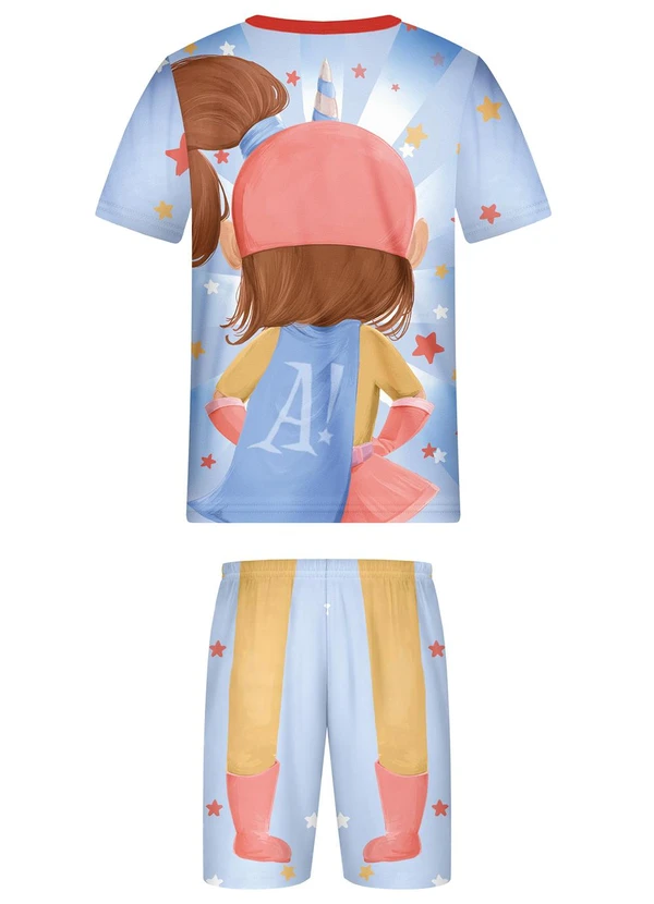 Alakazoo - Pijama Estampado com Camiseta e Shorts Vermelho 4