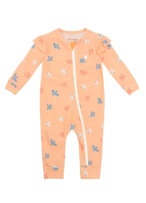 Brandili - Macacão Bebê Menina de Passarinho Laranja - BRANDILI