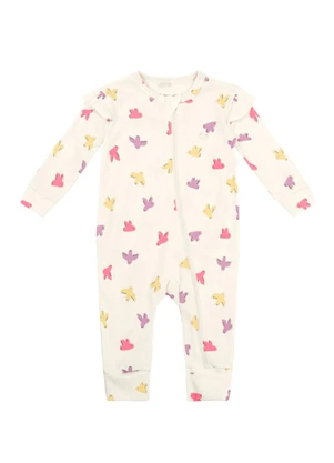 Brandili - Macacão Bebê Menina de Passarinho Natural - BRANDILI