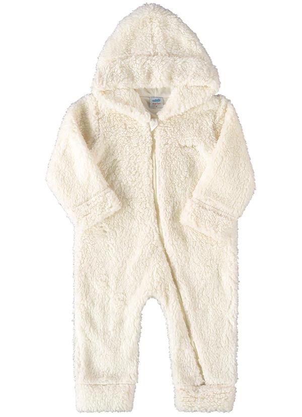 Marlan - Macacão Bebê Menina Pelo Sherpa Baby Bege