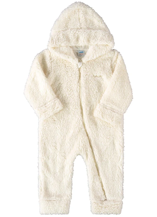 Marlan - Macacão Bebê Menina Pelo Sherpa Baby Bege 1