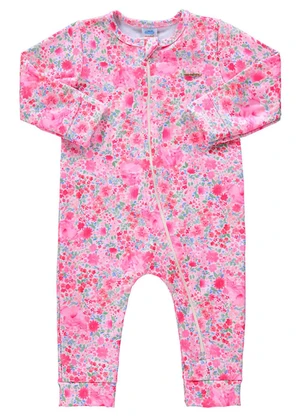 Marlan - Macacão Bebê Molecotton Mini Floral Baby Rosa - MARLAN