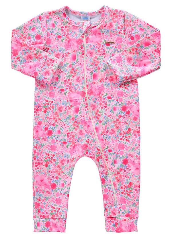 Marlan - Macacão Bebê Molecotton Mini Floral Baby Rosa