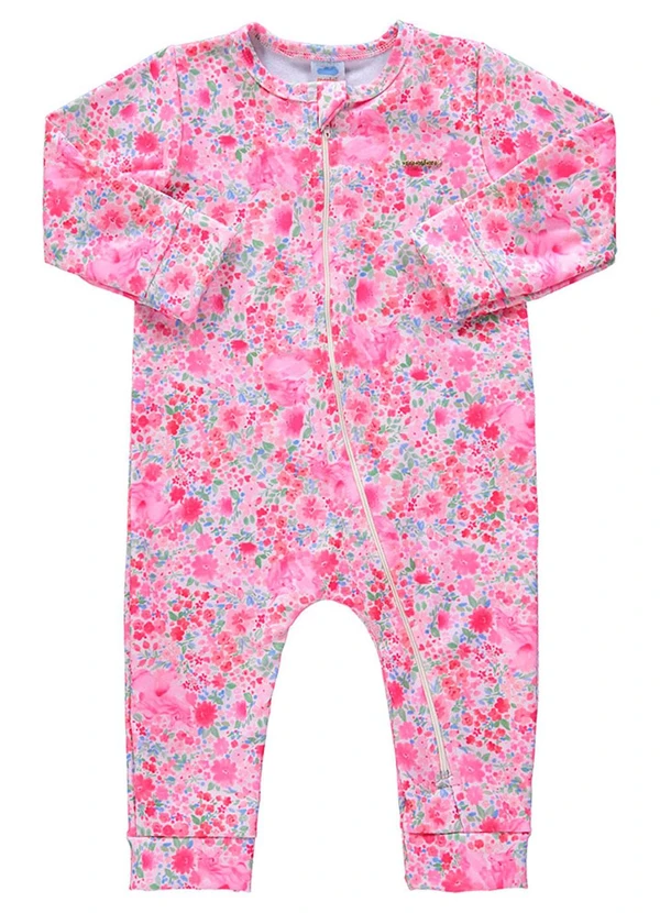 Marlan - Macacão Bebê Molecotton Mini Floral Baby Rosa 1