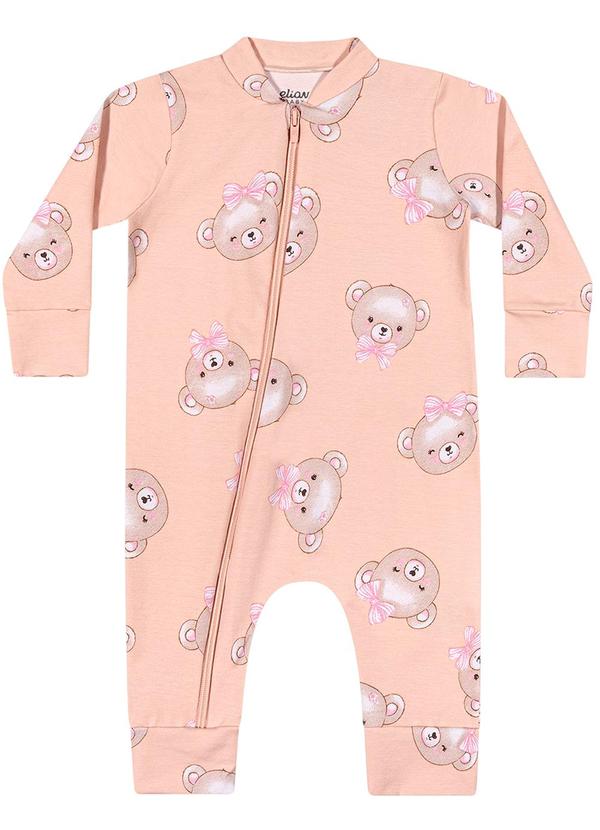 Elian - Macacão Bebê Unissex Estampado Rosa