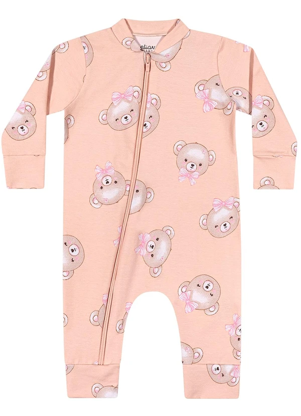 Elian - Macacão Bebê Unissex Estampado Rosa