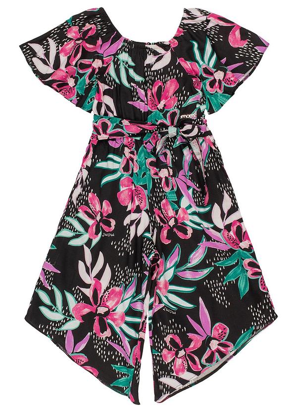 Momi - Macacão Infantil com Estampa Floral Preto