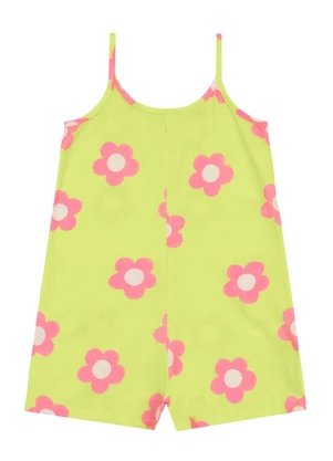 Brandili - Macacão Infantil Menina de Flores Verde - BRANDILI