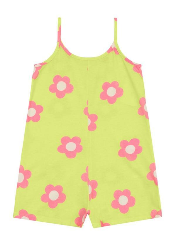 Brandili - Macacão Infantil Menina de Flores Verde