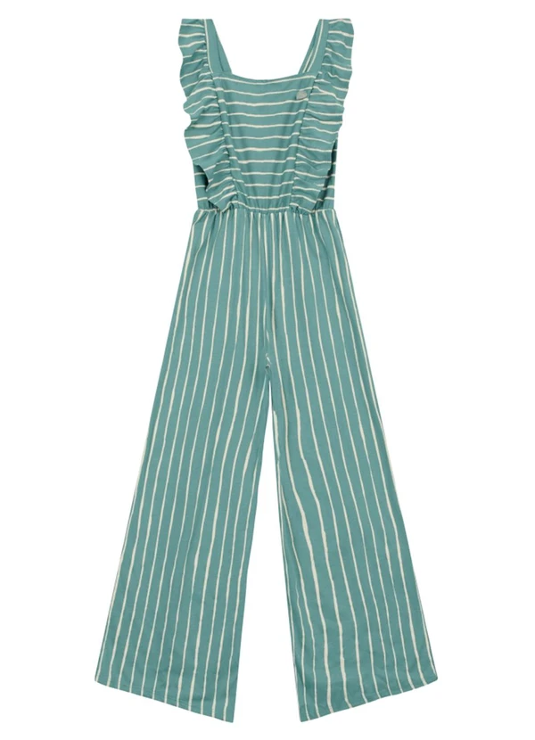 Brandili - Macacão Infantil Menina Listrado Verde 2