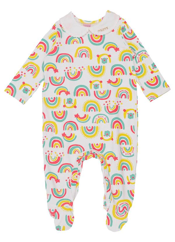 Momi - Macacão Manga Longa com Arco-Íris Branco