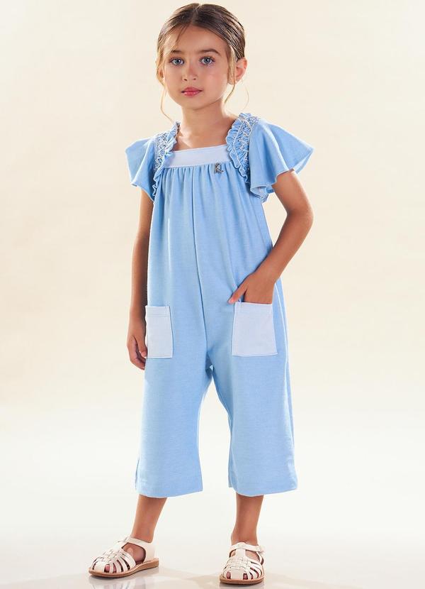 Kiki - Macacao Pantacourt Infantil Feminino Azul