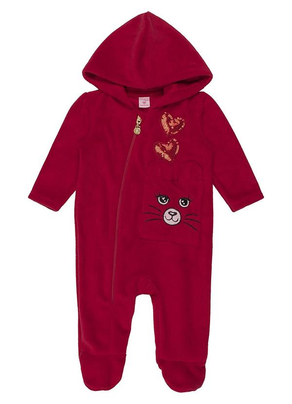 Momi - Macacão Plush com Orelhinhas no Bolso Vermelho