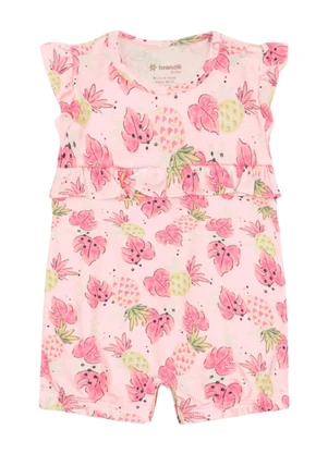 Brandili - Macaquinho Bebê Menina de Florzinhas Rosa - BRANDILI