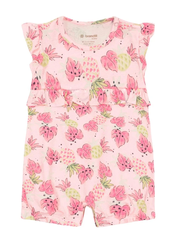 Brandili - Macaquinho Bebê Menina de Florzinhas Rosa 2