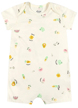 Elian - Macaquinho Bebê Menina Estampado Cotton Bege - ELIAN