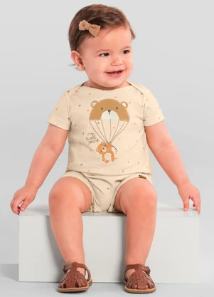 Brandili - Macaquinho Bebê Unissex de Ursinho Natural - BRANDILI