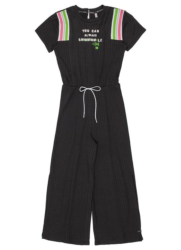 I Am - Macaquinho Canelado com Estampa Preto 2