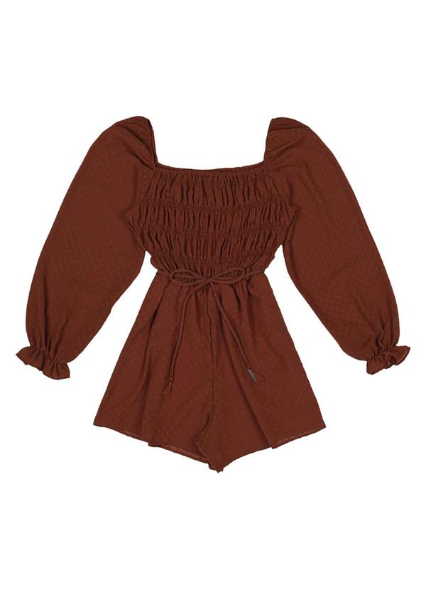 Authoria - Macaquinho Feminino com Lastex Ferrugem Marrom