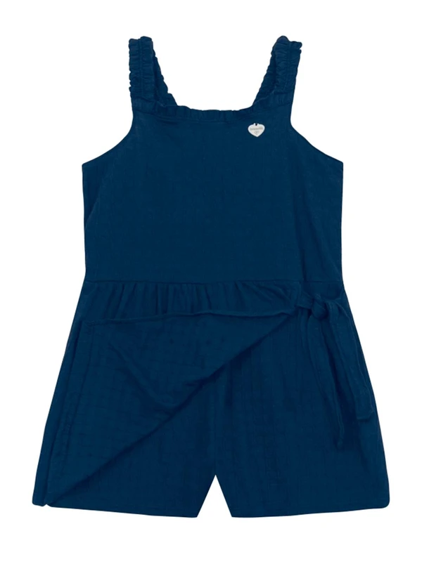 Brandili - Macaquinho Infantil Menina Quadriculado Azul 3