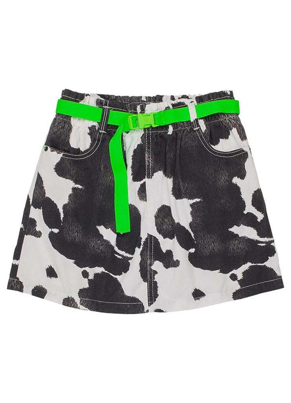 Authoria - Saia de Sarja Feminina Estampa Cow Branco
