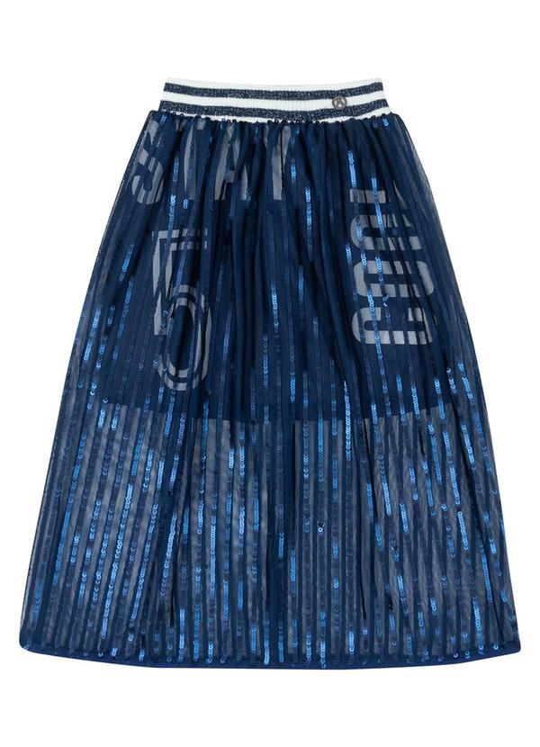 I Am - Saia Feminino com Tule de Paetê Azul