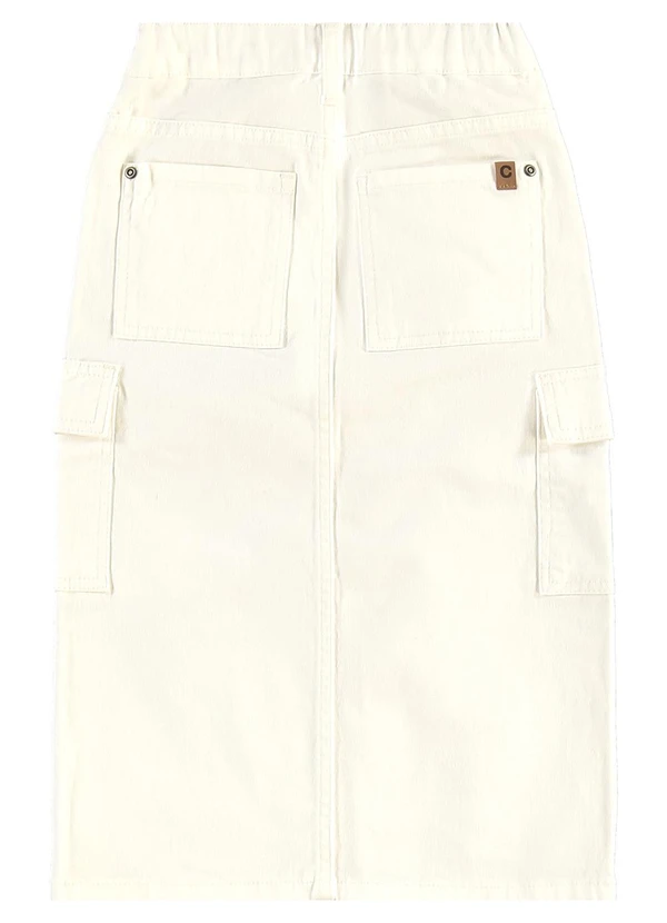 Carinhoso - Saia Midi Evasê em Sarja Bege 2