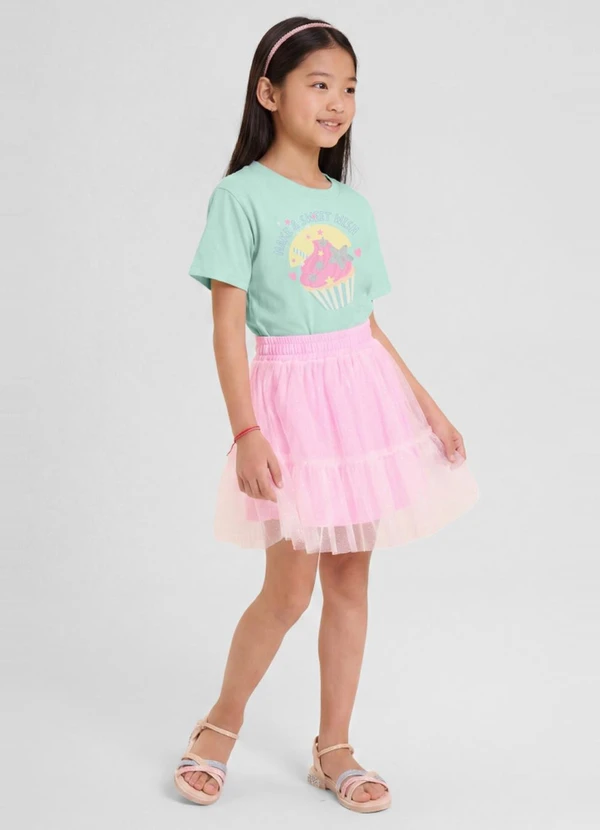 Mundi - Saia Shorts Infantil Menina em Cotton Rosa