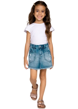 Milon - Short-Saia Infantil Menina Jeans - MILON