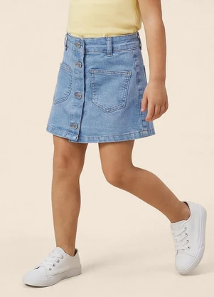 Malwee Kids - Shorts Saia Evasê Jeans Azul Claro - MALWEE KIDS
