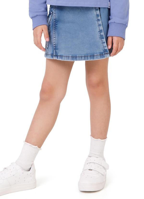 Malwee Kids - Shorts Saia Evasê Jeans Moletom Azul