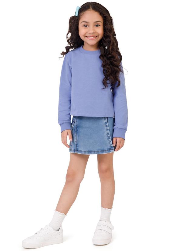 Malwee Kids - Shorts Saia Evasê Jeans Moletom Azul 2