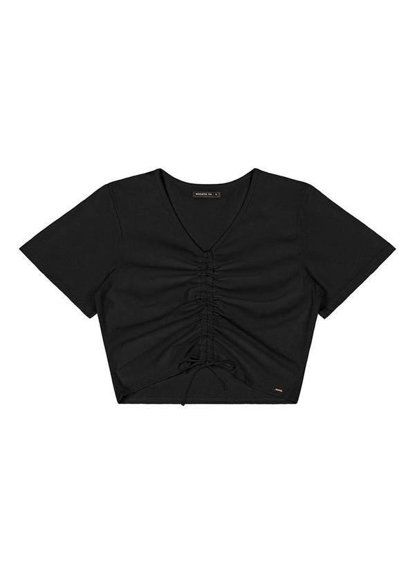 Rezzato - Blusa Cropped Franzida Teen Feminino Preto