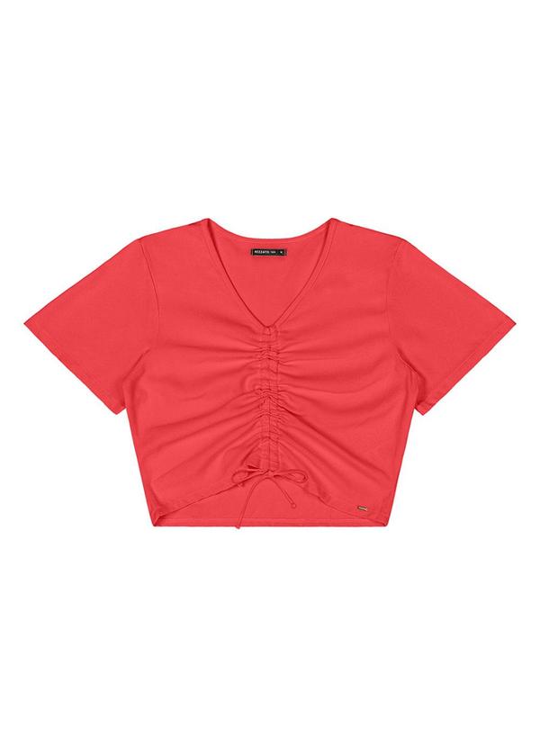 Rezzato - Blusa Cropped Franzida Teen Feminino Vermelho