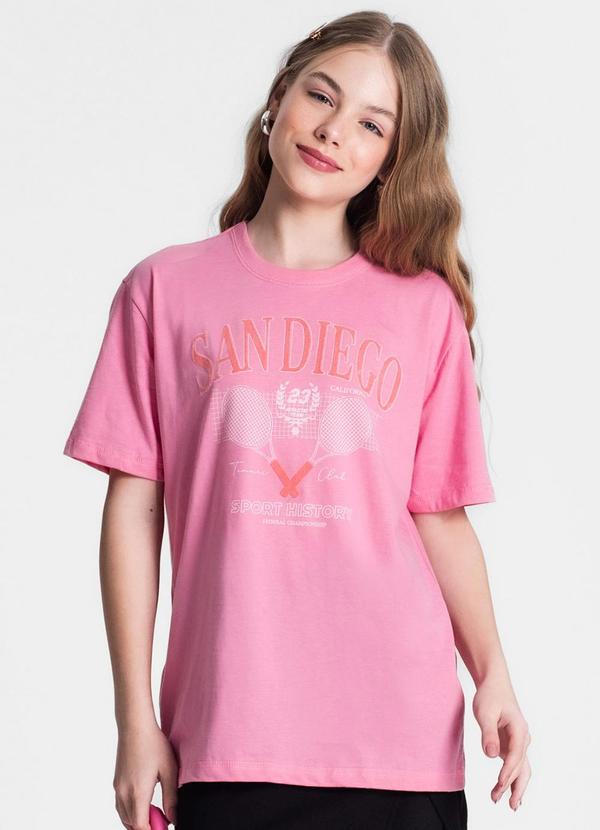 Minty - Blusa Feminina Manga Curta Rosa